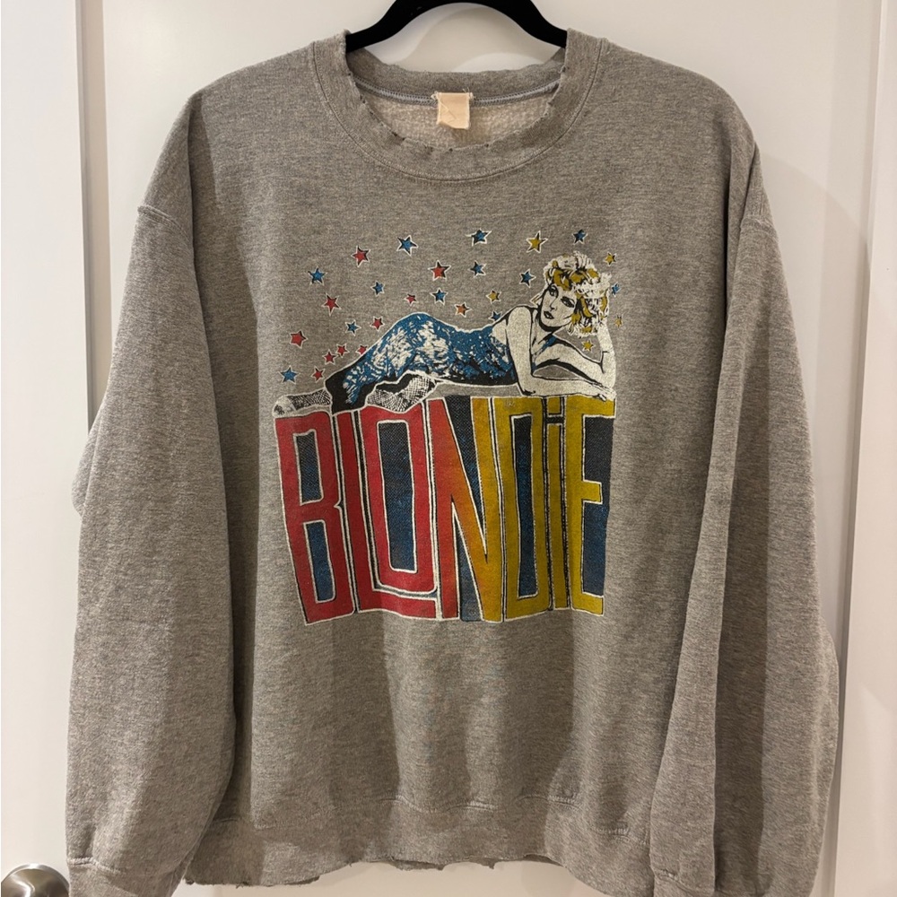 MadeWorn Graphic Crewneck Sweater - Gray with Multicolor Design
